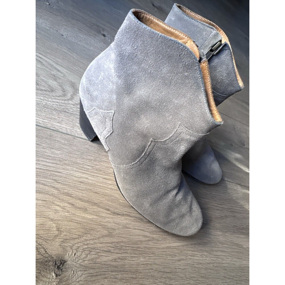 Isabel Marant Dicker Gray Suede Western Ankle Boots Size 40 Made in France